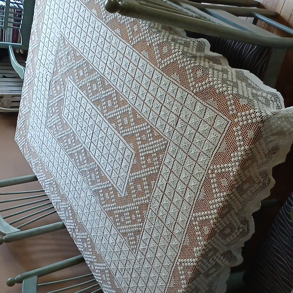 Handmade crocheted table cloth